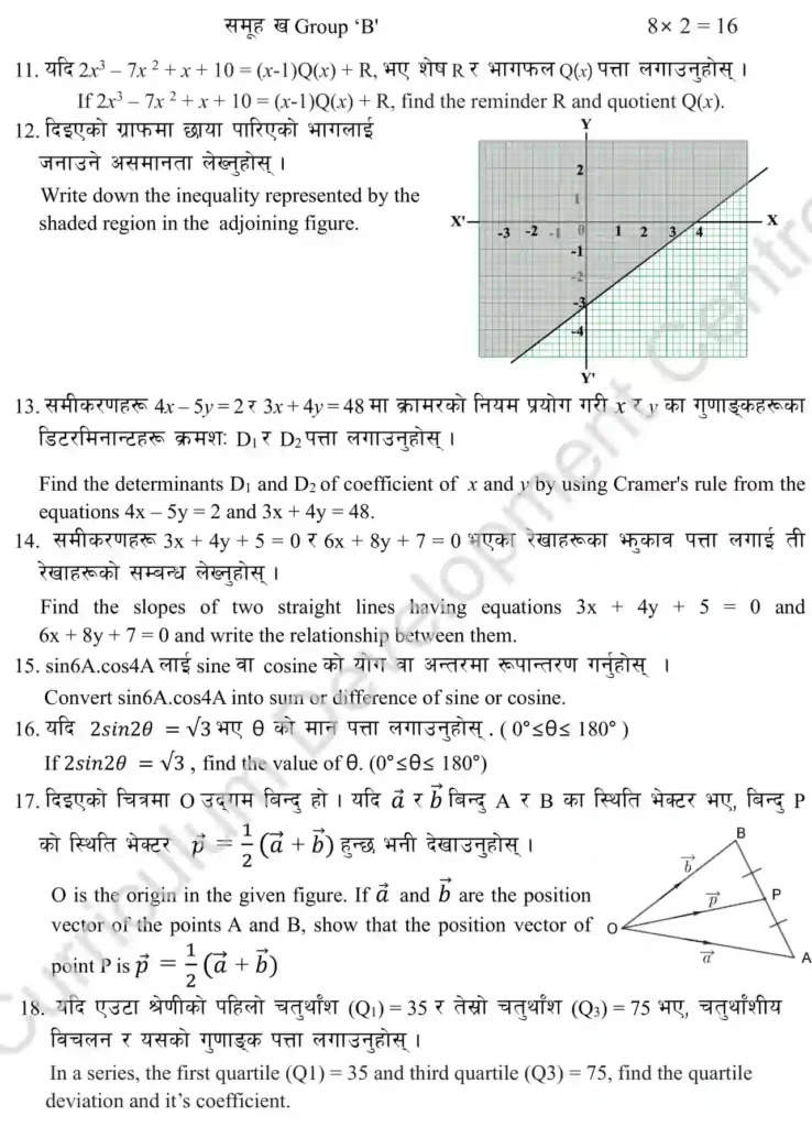 SEE Opt Math Model Question Class 10 2080-81 with Solutions PDF - Download Model Question