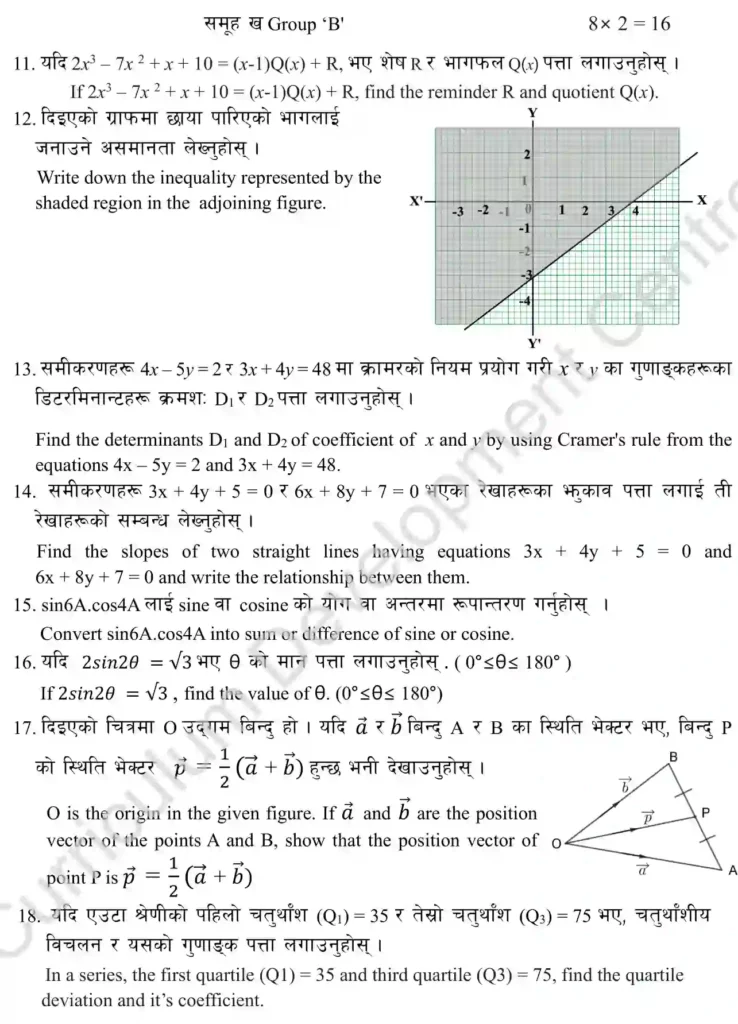 SEE Opt Math Model Question Class 10 2081 with Solutions PDF - Download Model Question